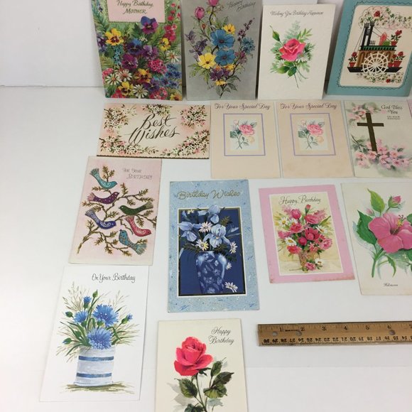 Vtg Lot of 53 Used Birthday Hello Greeting Cards Art Scrapbooking Upcycle Craft - Picture 10 of 11